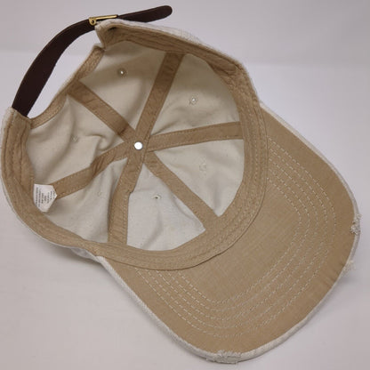 Unbranded Slideback Hat Tan One Size Adjustable Distressed Bleach Denim Blank