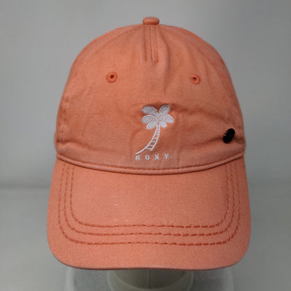 ROXY Strapback Hat Orange One Size Adjustable Embroidered Vented Holes Cotton