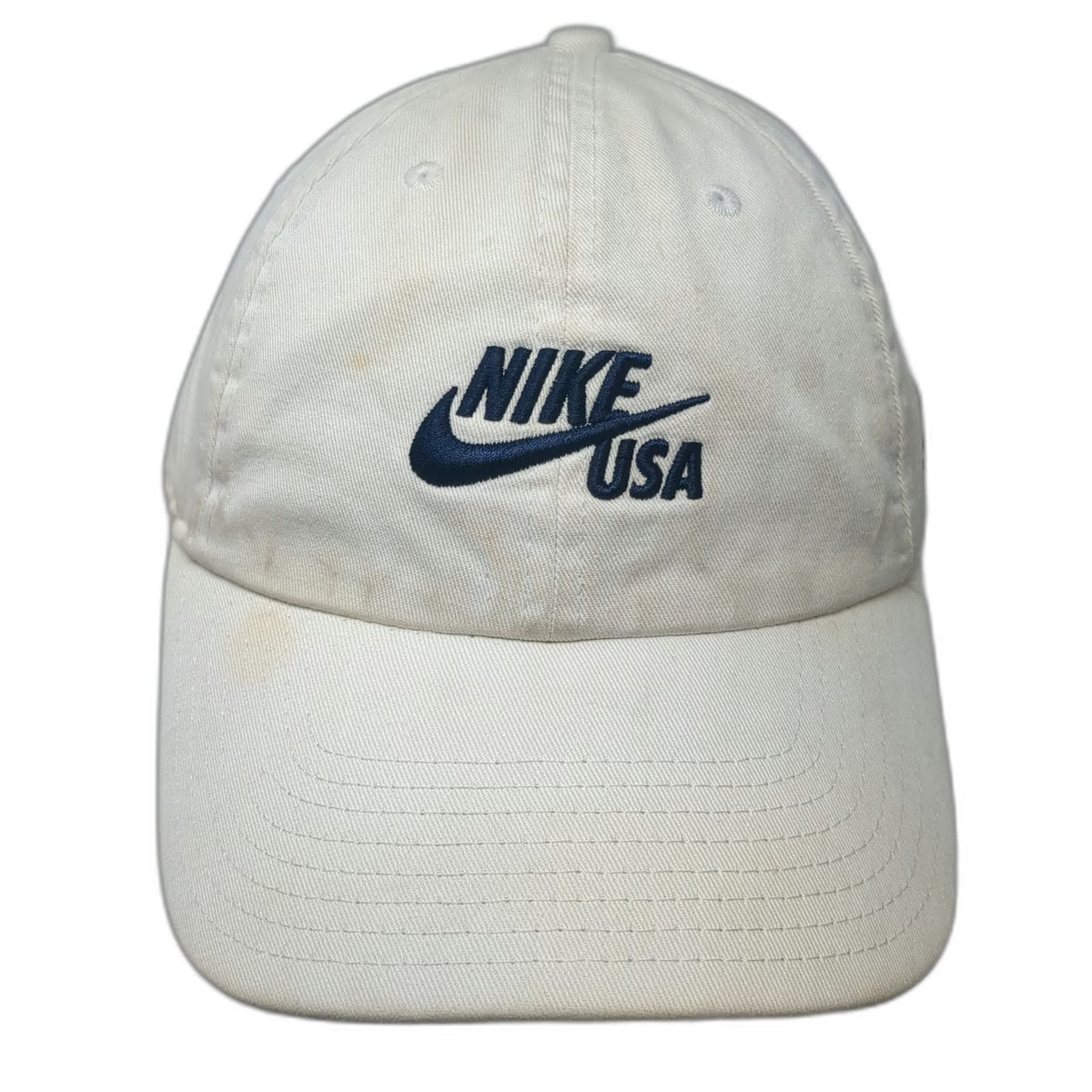 Nike Baseball Cap White Blue Red One Size USA Flag Slideback Hat Swoosh Cotton