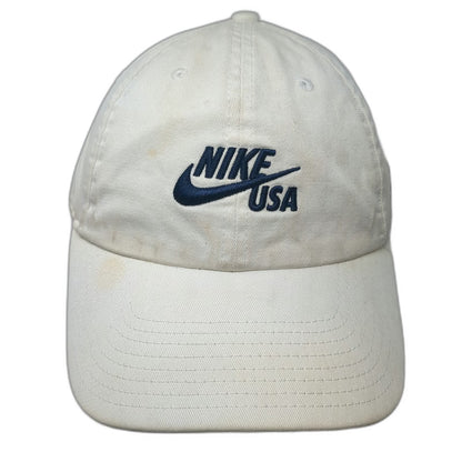 Nike Baseball Cap White Blue Red One Size USA Flag Slideback Hat Swoosh Cotton