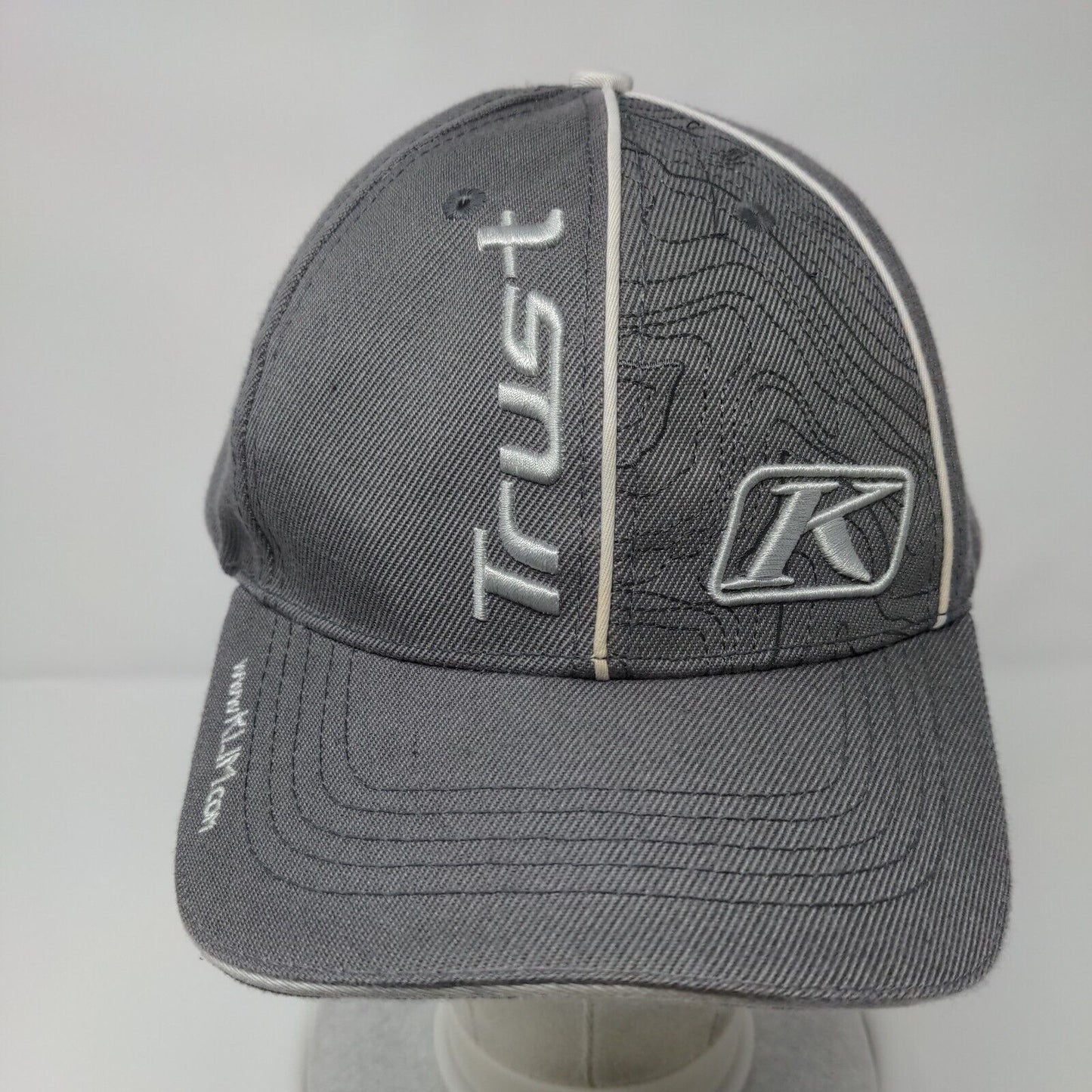 Klim Slideback Hat Gray One Size Adjustable Embroidered Vented Holes Polyester