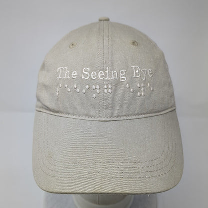 The Seeing Eye Slideback Hat Tan One Size Adjustable Embroidered 6 Panel Cotton