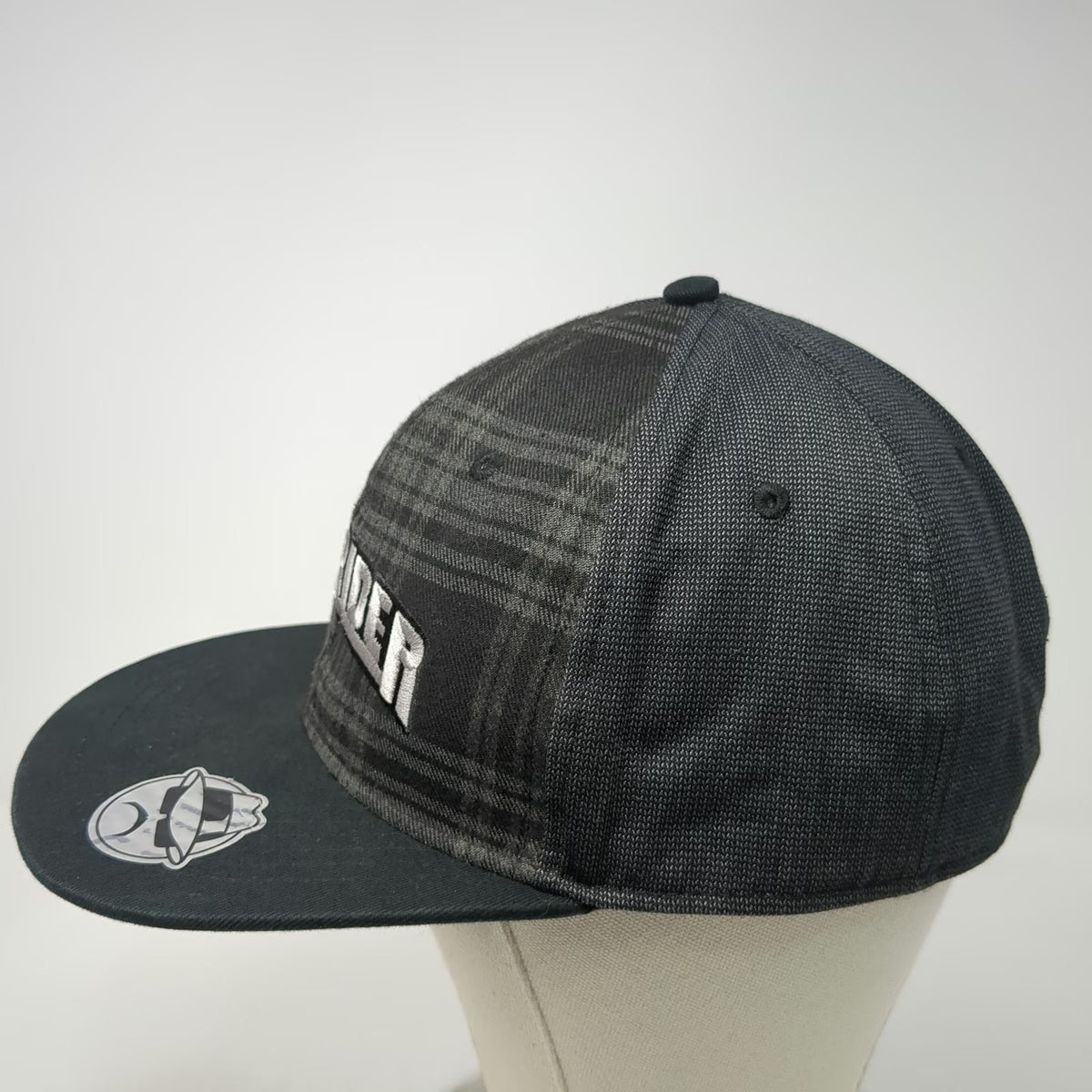Lowrider Snapback Hat Black One Size Plaid Flat Brim Logo 100% Polyester Graphic