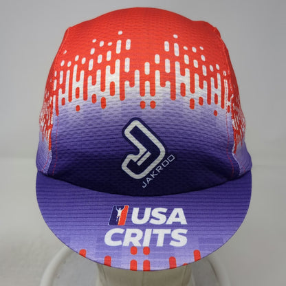 Jakroo 5 Panel Cap Purple Red L/XL USA Crits Cycling Hat Flip Up Brim Polyester