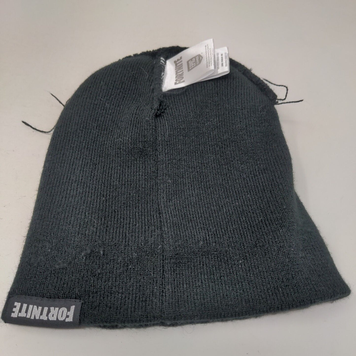 Fortnite Beanie Hat Black OSFM Knitted Embroidered Stretch Epic Games