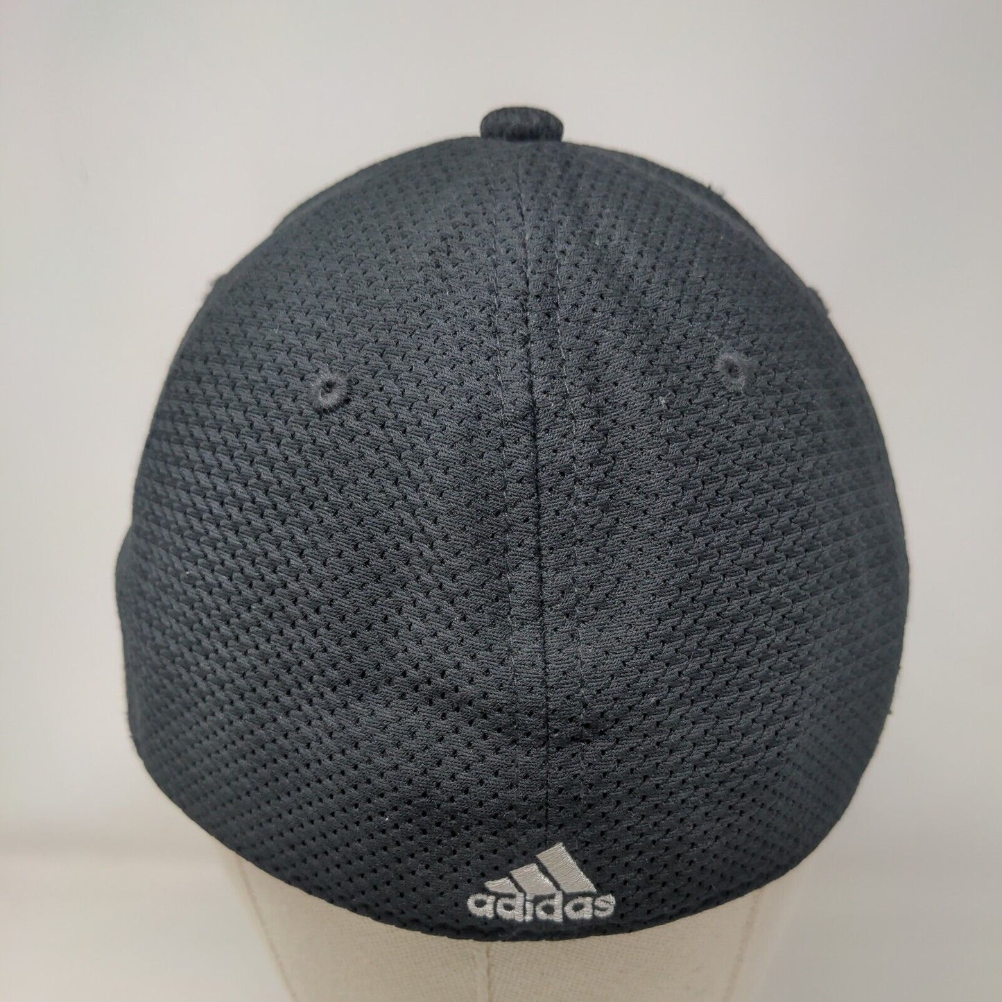 Adidas 3 Stripes Fitted Hat Black L/XL Embroidered 6 Panel Vent Holes