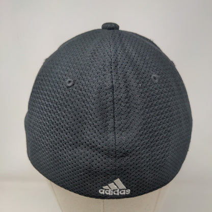 Adidas 3 Stripes Fitted Hat Black L/XL Embroidered 6 Panel Vent Holes