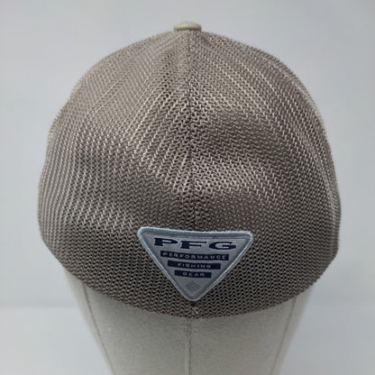 Columbia PFG Fish Flag Patch Fitted Trucker Hat Tan OSFA Flexfit