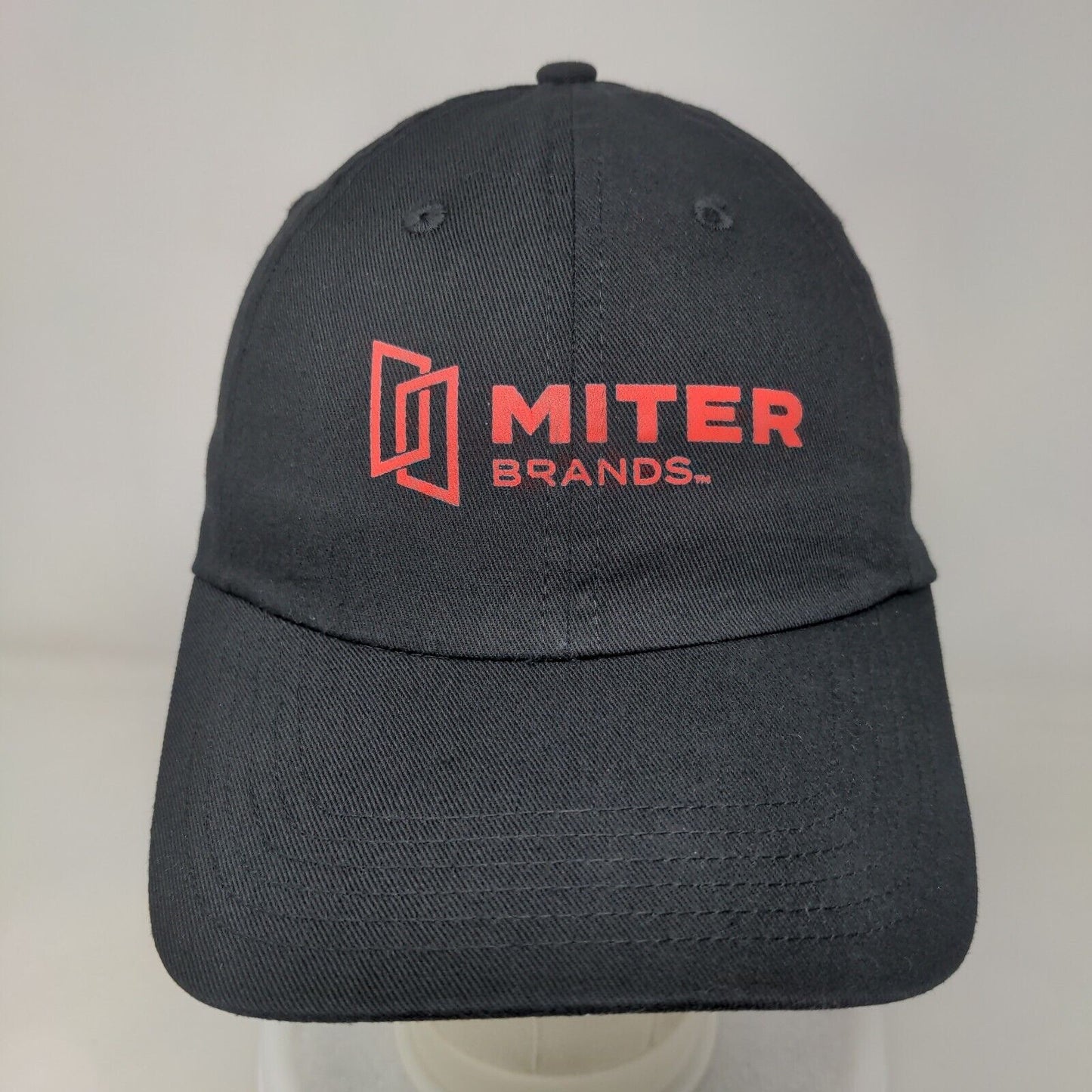 Miter Brands Strapback Hat Black One Size Adjustable 6 Panel Vent Holes