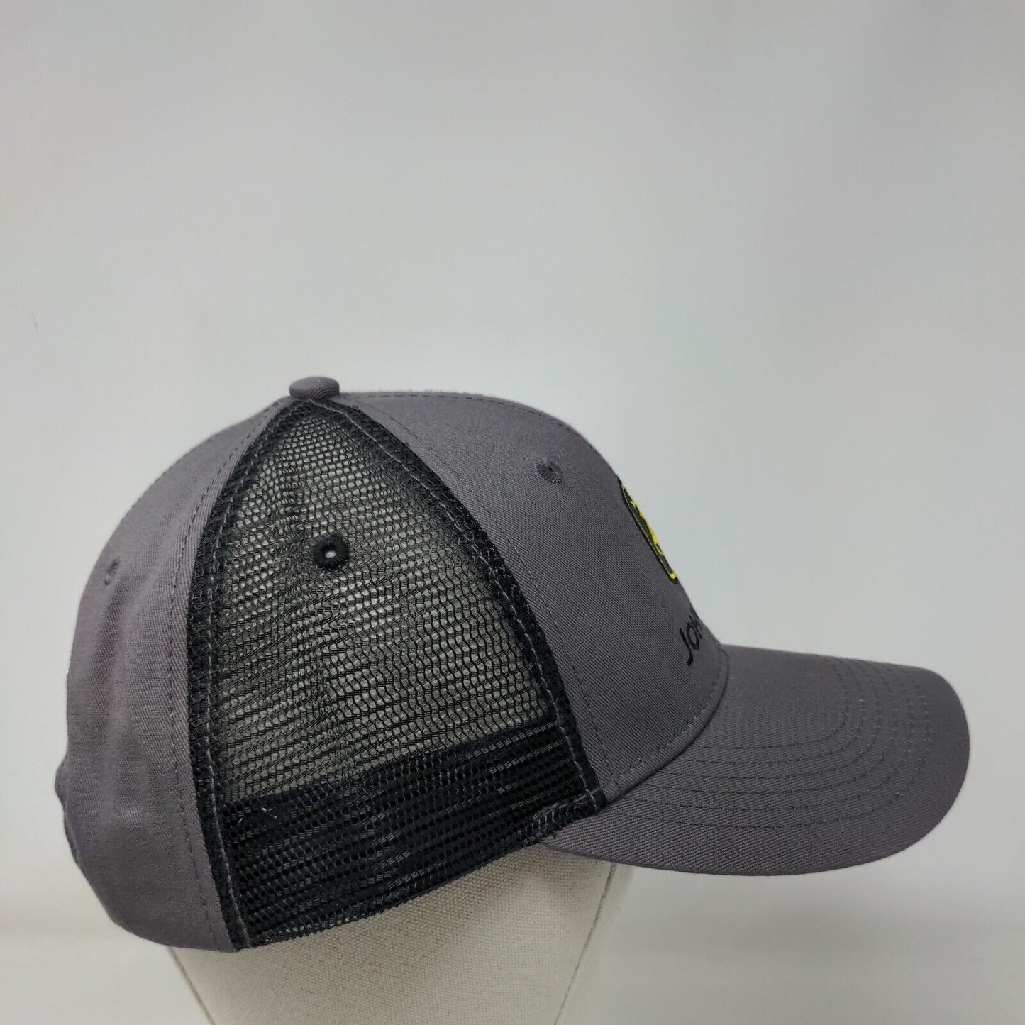 John Deere Snapback Hat Gray OSFA Mesh Trim Run Your World Colorblock