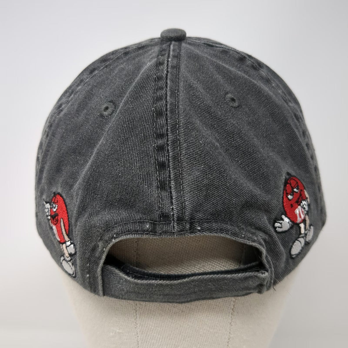 M&M's World Baseball Cap Gray One Size All Over Red Character Embroidered Hat