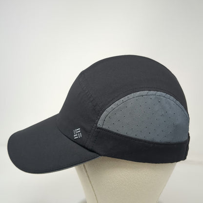 Columbia 5 Panel Black Hat One Size Gray Mesh Side Panels Bungee Slideback
