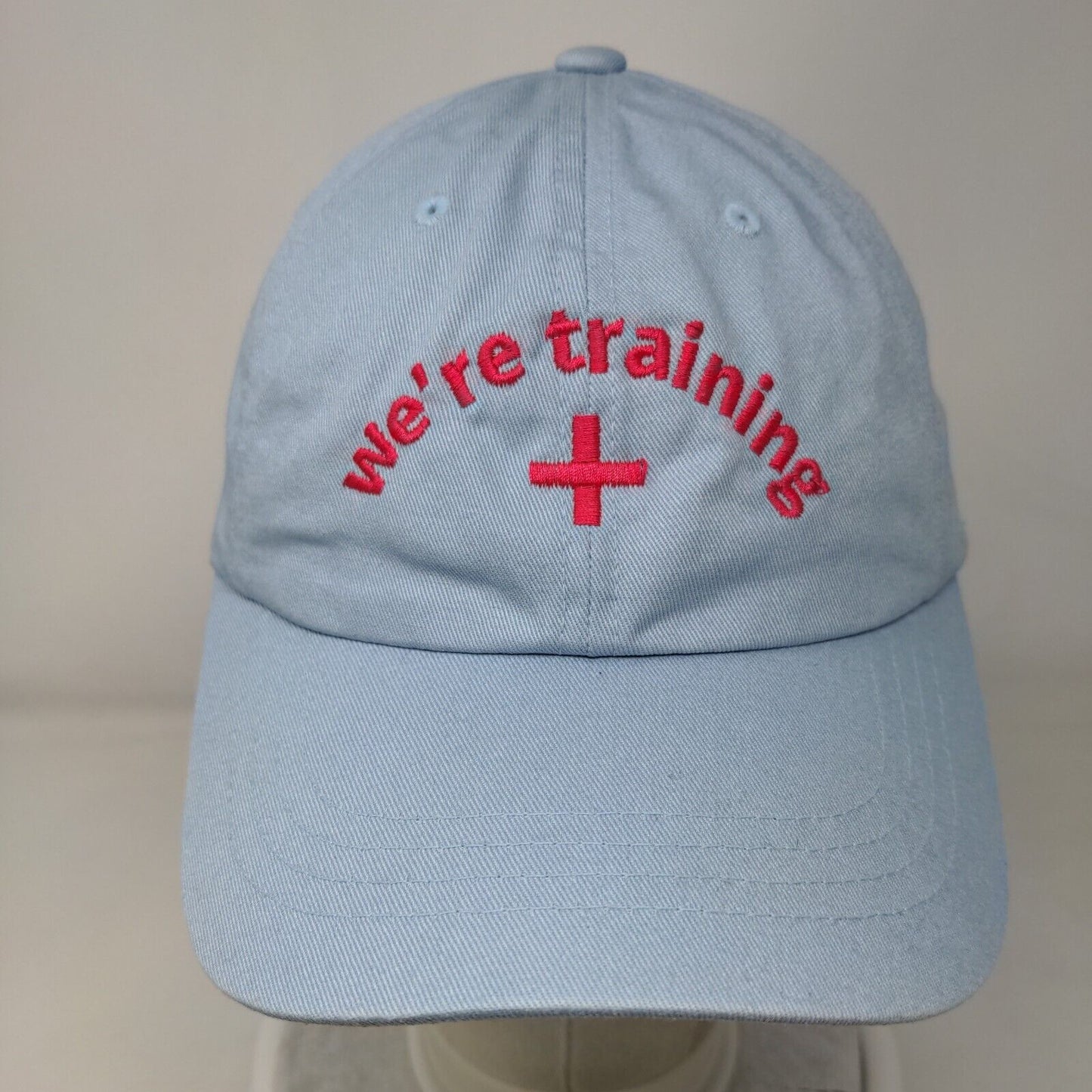 We're Training Slideback Hat Blue One Size Embroidered The Classics Yupoong