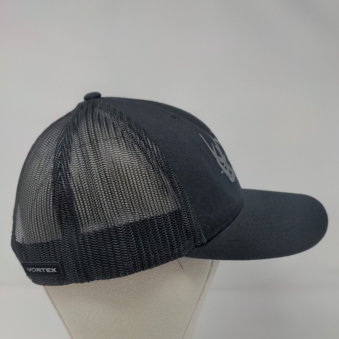 Vortex Snapback Mesh Back Trucker Hat Black OSFA Solid Adjustable