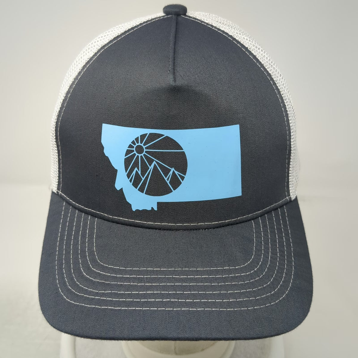 Cobra Gray White Blue Trucker Hat One Size Montana State Sun Mountain Snapback