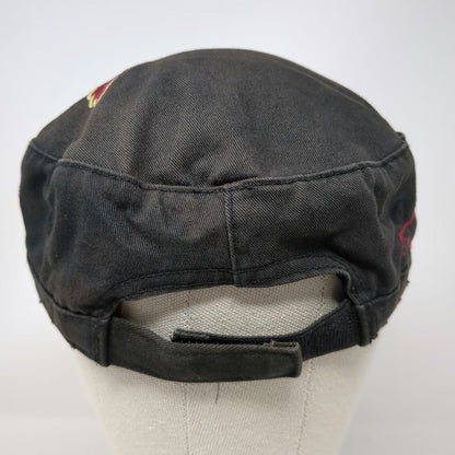 Alternative Black Army Cap One Size Strapback Cotton Hat Graphic Side Stitch