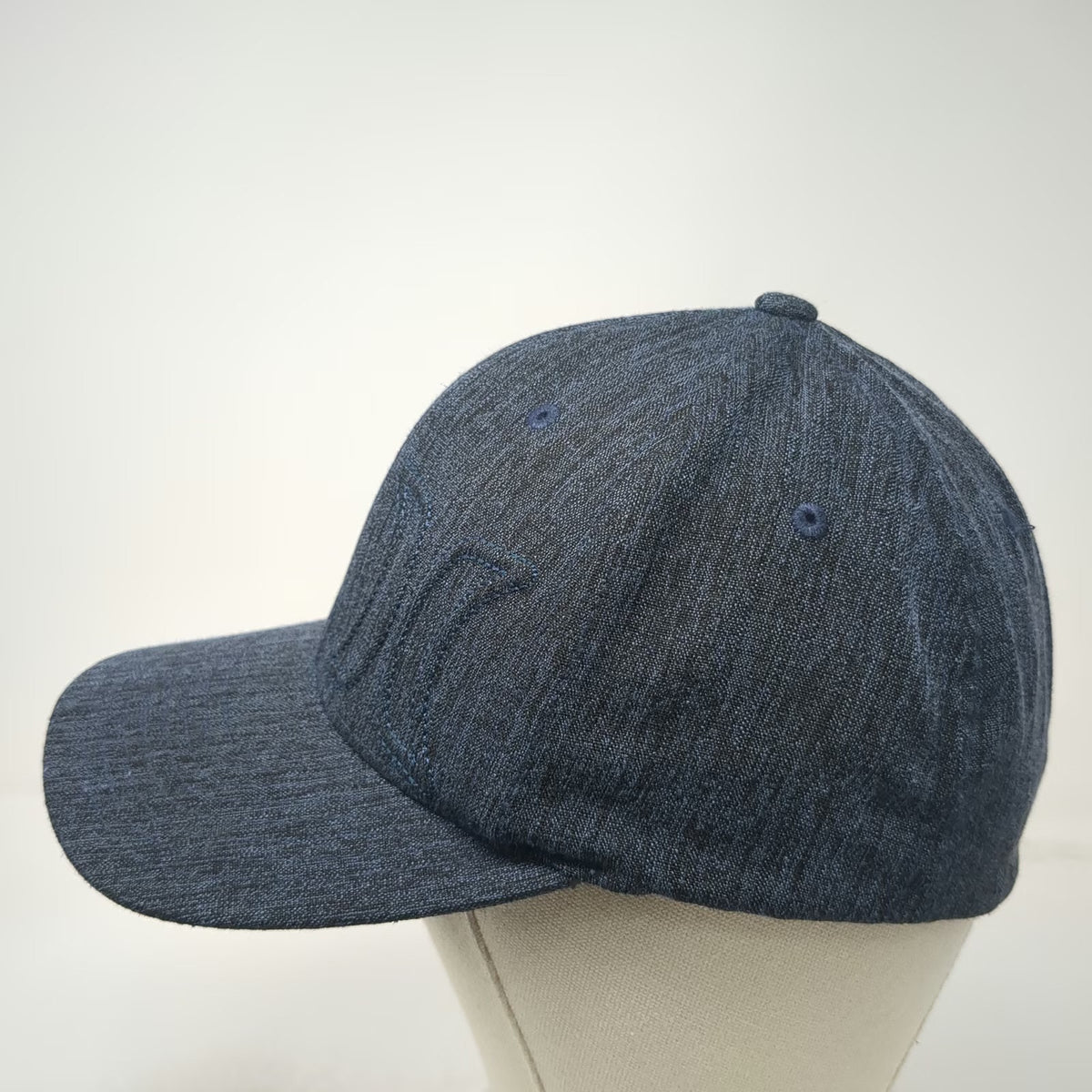 Hurley Baseball Cap Blue XL Flexfit Marled Heather Fabric Embroidered Hat