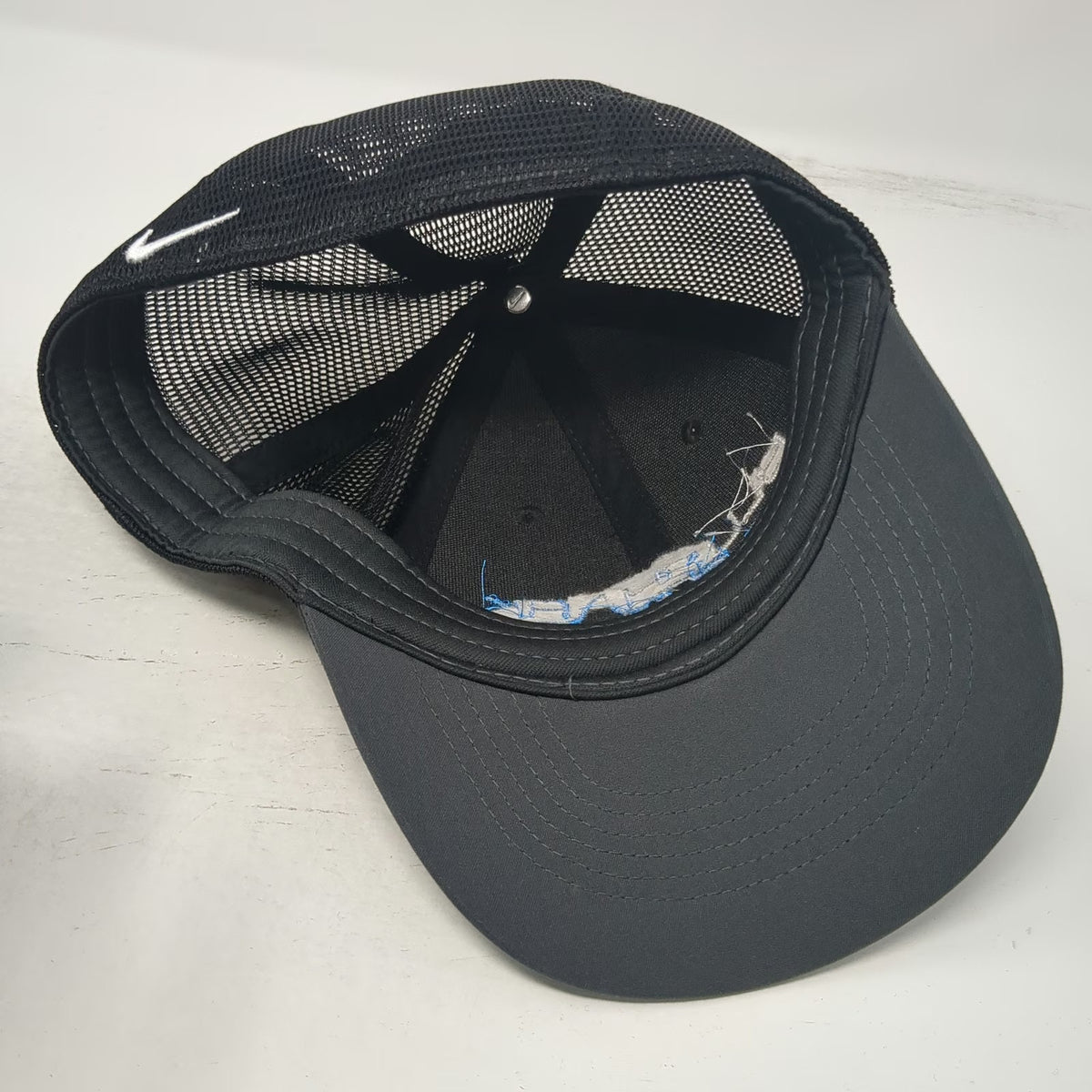 Nike Baseball Cap Black L BluShark Digital Mesh Dri-FIT Legacy91 Stretch Fit Hat