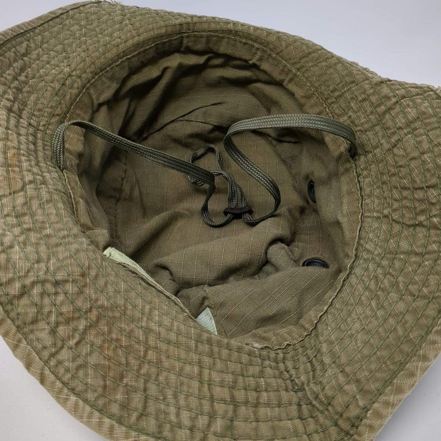 Green Bucket Hat 7 1/2 Fitted Chin Strap Wide Brim Military Sun Protection Hat