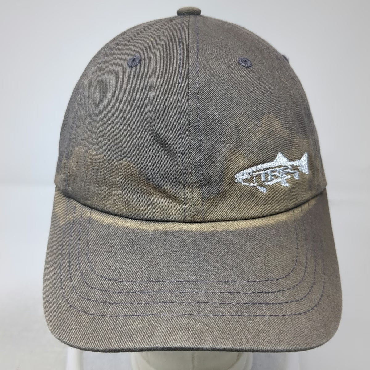 Yupoong Baseball Cap Gray One Size Embroidered TRF Fish Slideback Hat 6 Panel