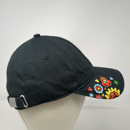 Disney Baseball Cap Black One Size Floral Embroidery Hidden Mickey Mouse Hat