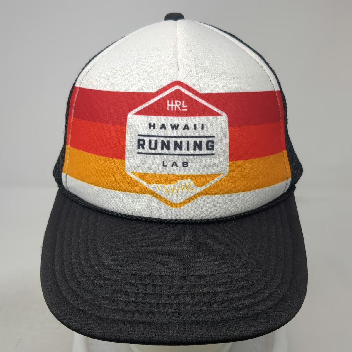 Otto Trucker Hat White Black One Size Hawaii Running Lab Retro Stripes Mesh Back