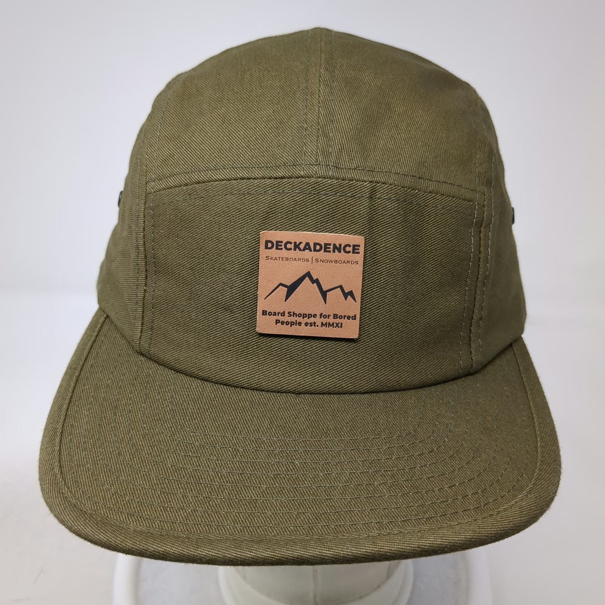 Deckadence 5 Panel Green Hat One Size Strapback Mountain Patch Skate Snowboard