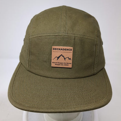 Deckadence 5 Panel Green Hat One Size Strapback Mountain Patch Skate Snowboard