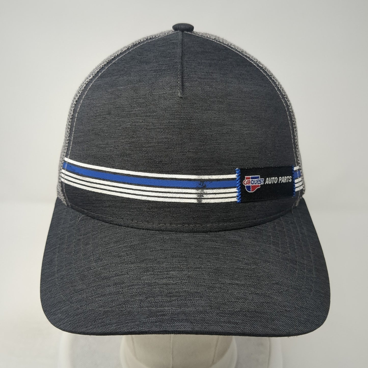 Carquest Auto Parts Snapback Trucker Hat Gray One Size Mesh Back Striped