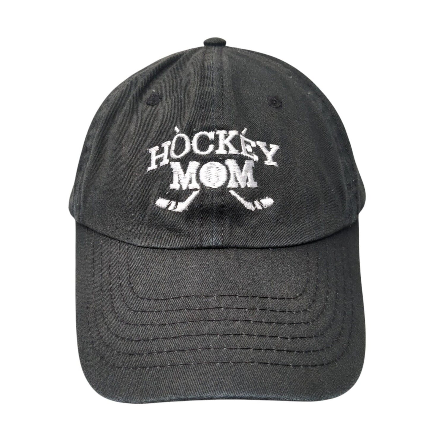 Hockey Mom Slideback Baseball Cap Black One Size Adjustable Embroidered 6 Panel