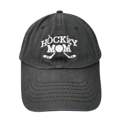 Hockey Mom Slideback Baseball Cap Black One Size Adjustable Embroidered 6 Panel