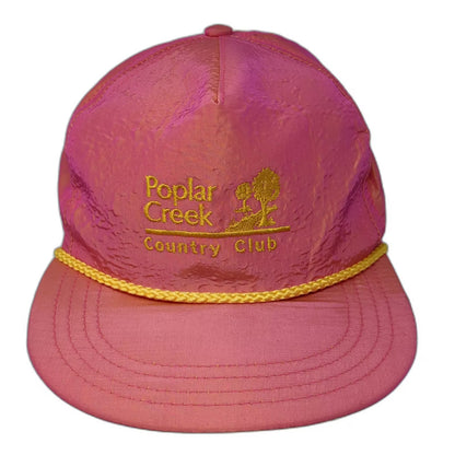 Town Talk Poplar Creek Country Club Golf Hat Pink Yellow OS Rope Brim USA Made