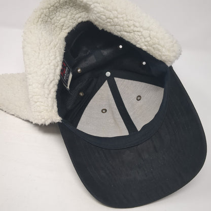 Magic Headwear Fitted Trapper Hat Black XL Faux Fur Lined Ear Flap Blank