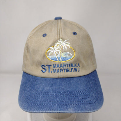 St. Maarten Strapback Hat Multi One Size Embroidered Colorblock 6 Panel
