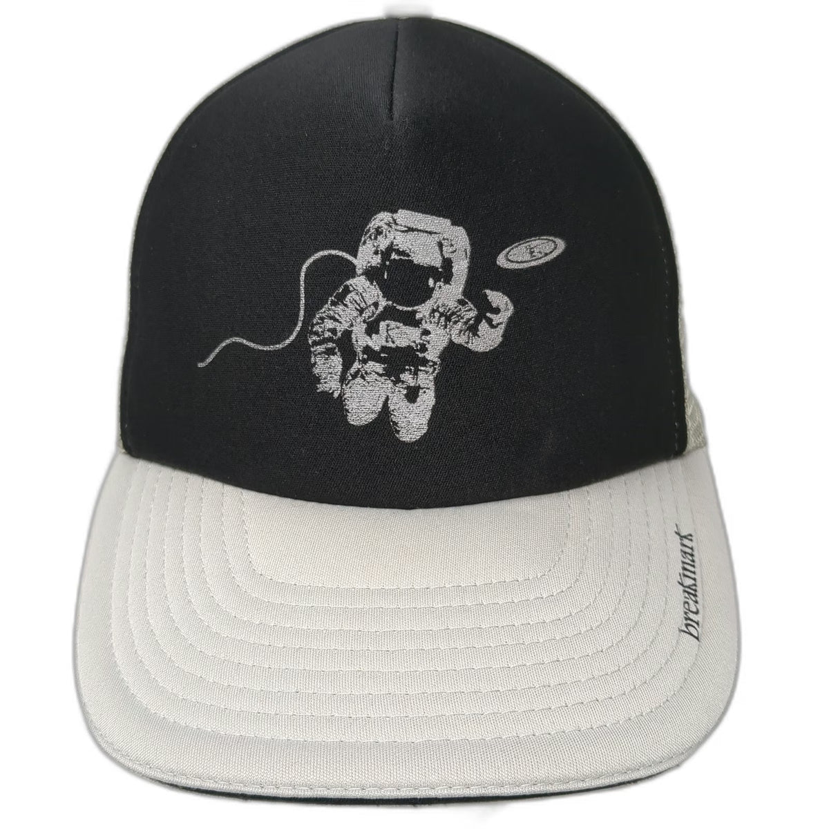 Breakmark Trucker Hat Gray Black One Size Astronaut Frisbee Disc Golf Mesh Cap