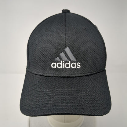 Adidas 3 Stripes Fitted Hat Black One Size Climalite Embroidered Solid