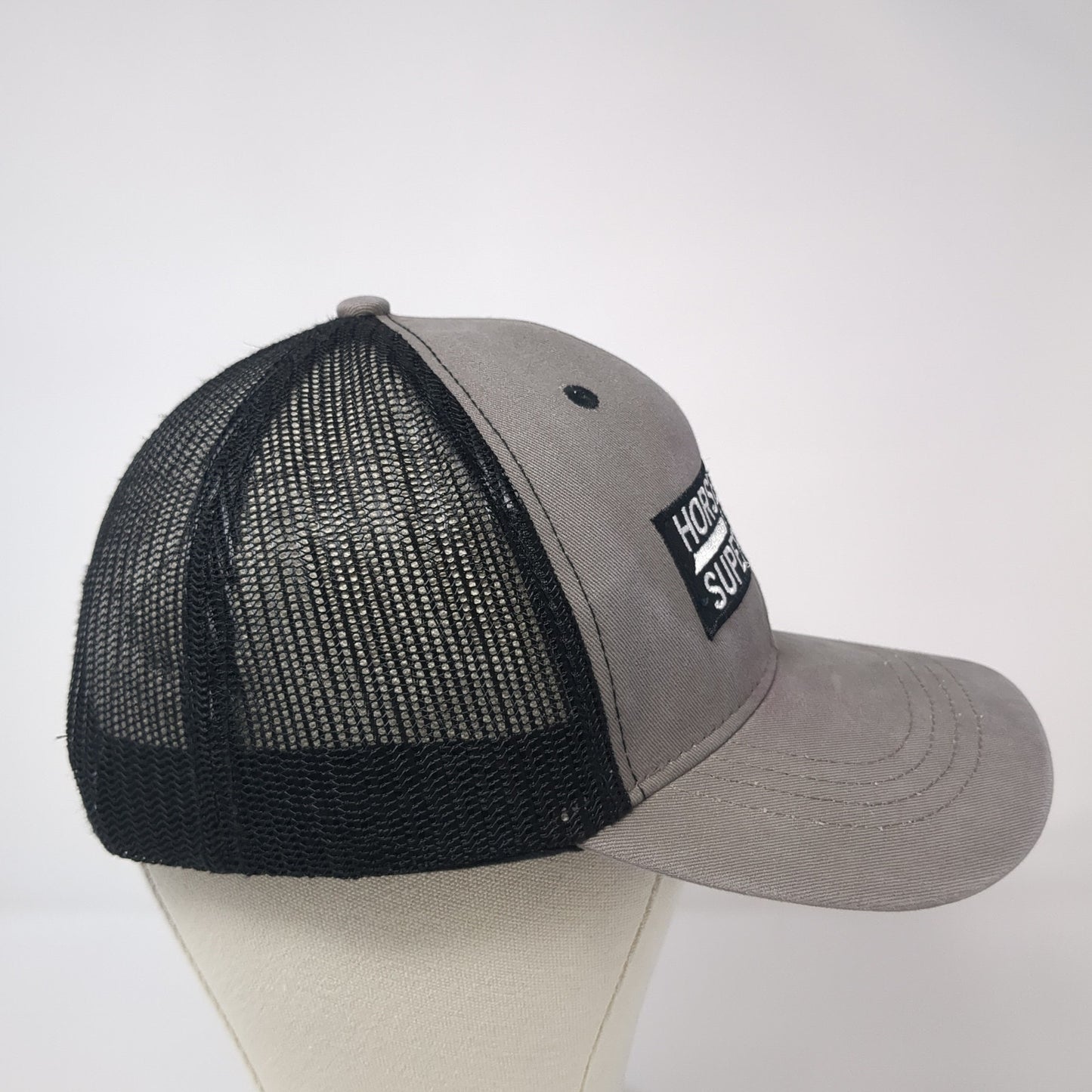 Horsepower Is Our Superpower Snapback Trucker Hat Gray One Size Mesh Back