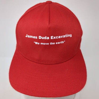 James Duda Excavating We Move The Earth Fitted Hat Red One Size Flexfit Yupoong