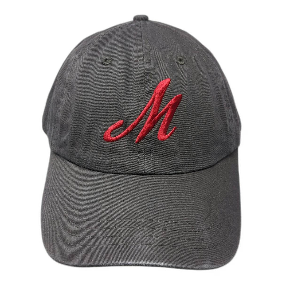Baseball Cap Gray One Size Muhlenberg College Red Script M Slideback hat