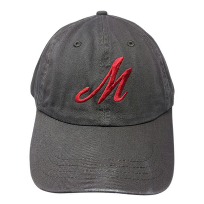 Baseball Cap Gray One Size Muhlenberg College Red Script M Slideback hat