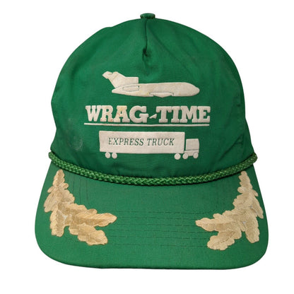 Wrag-Time Express Truck Slideback Hat Green OS Adjustable Embroidered Rope Otto