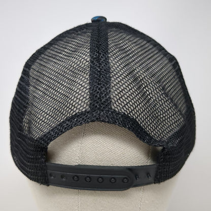 Volcom Trucker Hat Black Blue One Size Tropical Palm Leaf Print Mesh Snapback