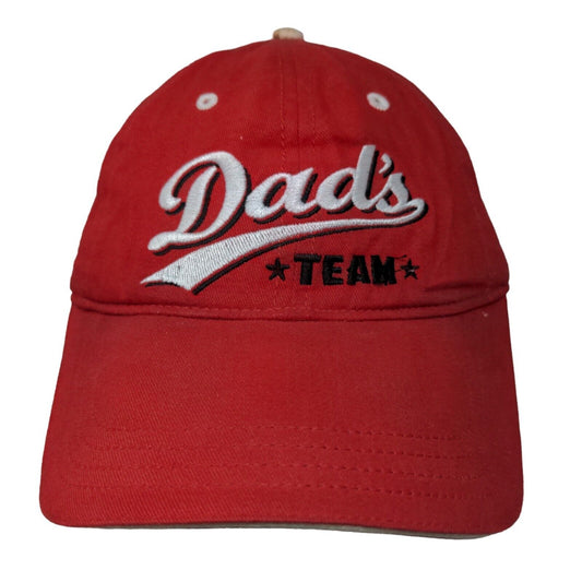 Dad's Team Strapback Hat Red One Size Embroidered Sherry 6 Panel