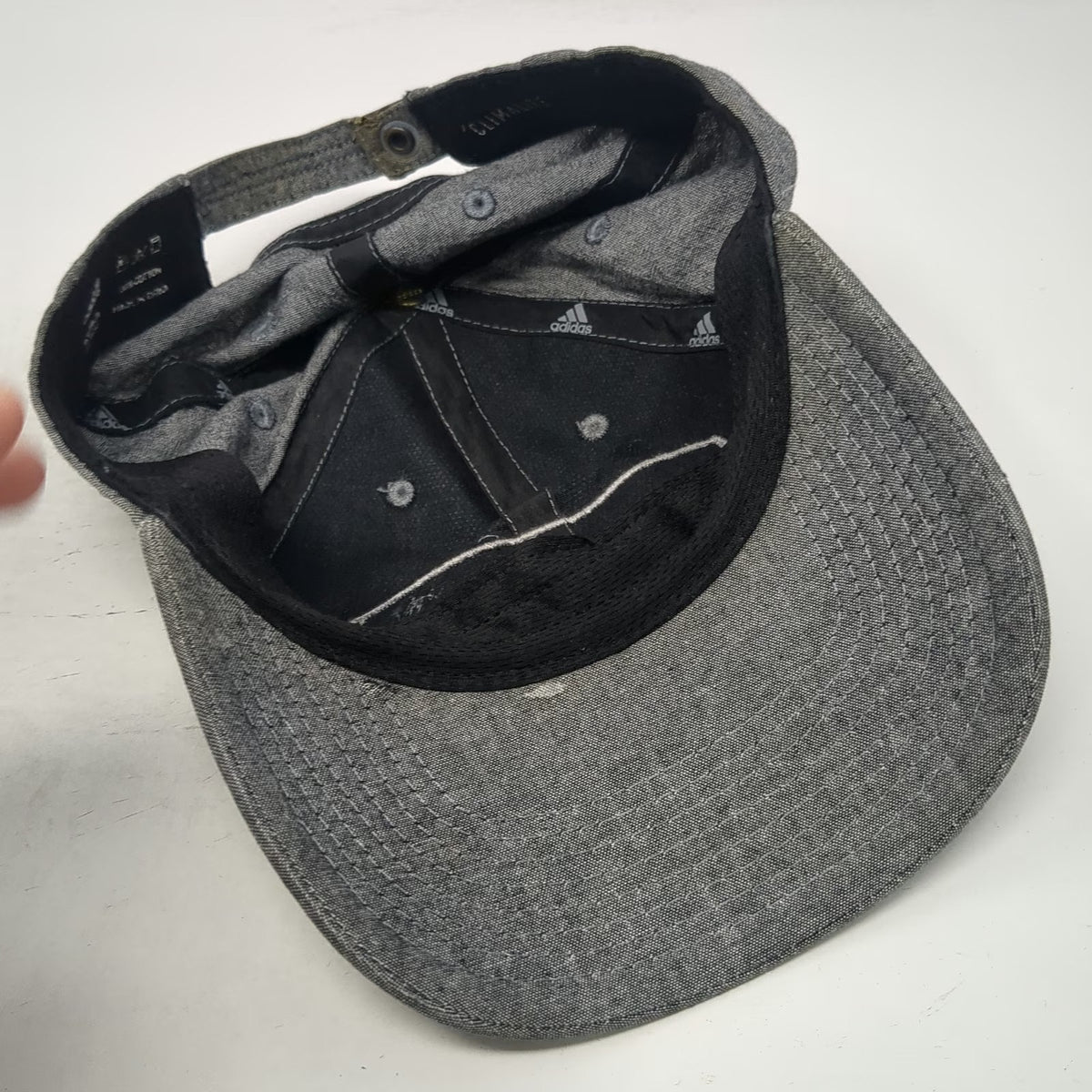 Adidas Baseball Cap Gray One Size Adjustable Tonal Embroidered Logo Heather Hat