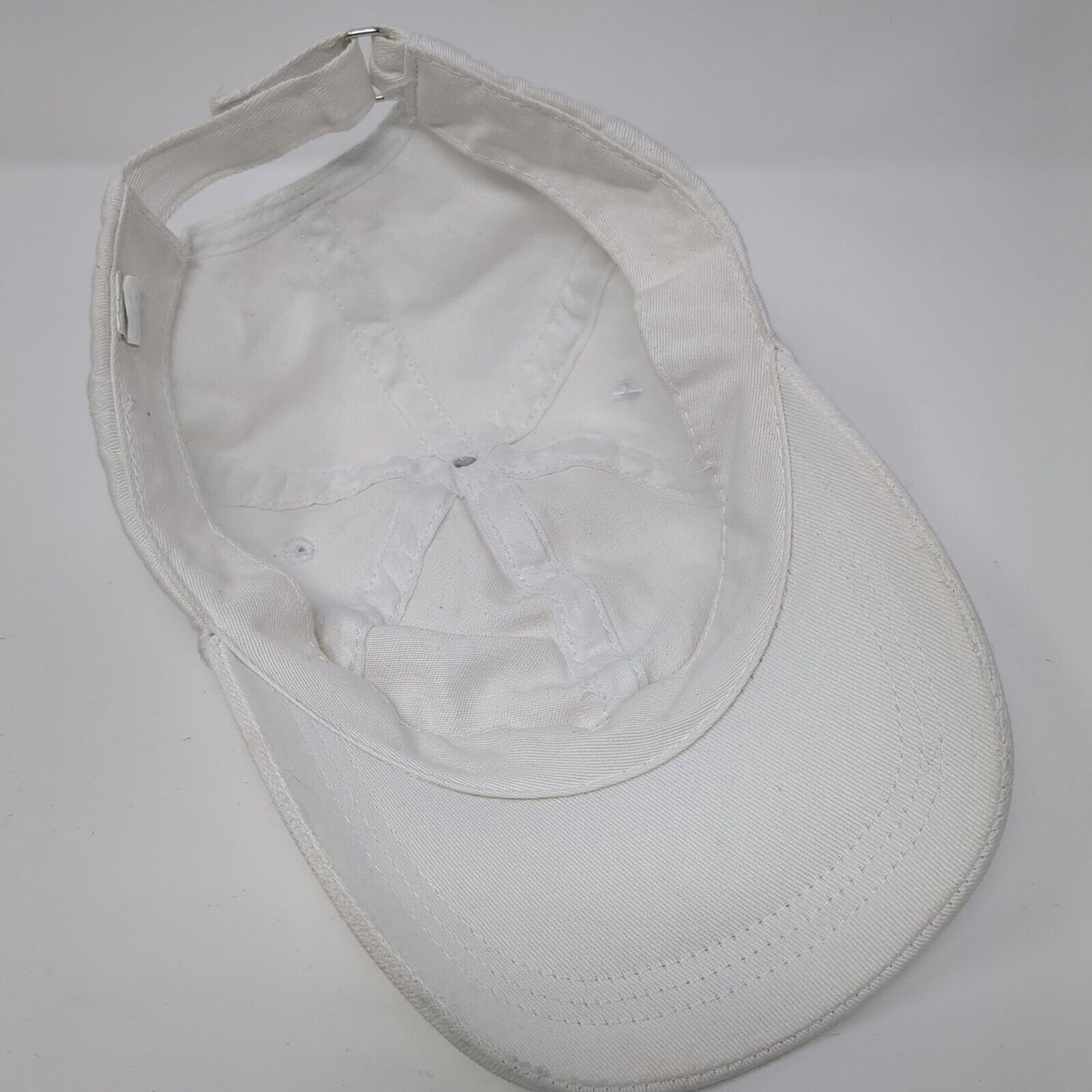 Unbranded Strapback Hat White One Size Adjustable Vented Holes 6 Panel Blank