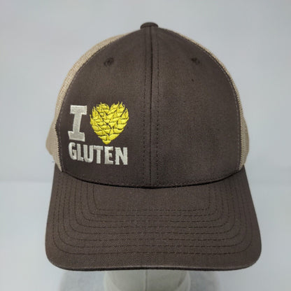 I Love Gluten Snapback Mesh Back Trucker Hat Brown One Size Yupoong