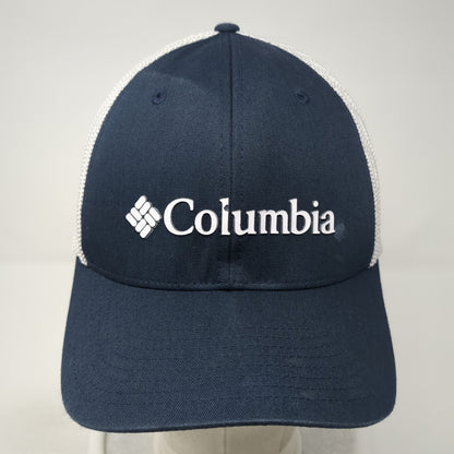 Columbia Logo Fitted Mesh Back Trucker Hat Blue One Size Flexfit Outdoor