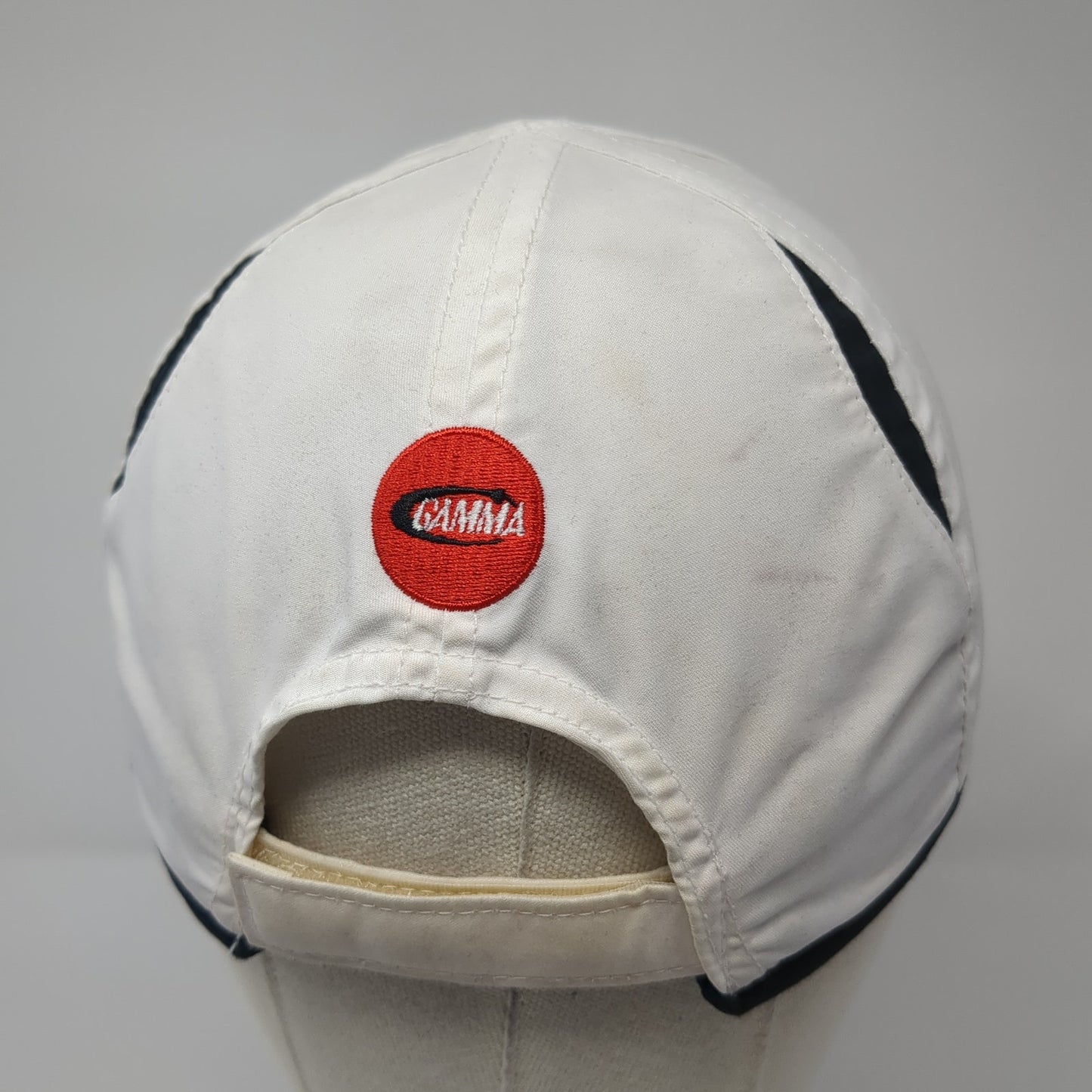 Gamma Strapback Hat White One Size Adjustable Embroidered Black Trim