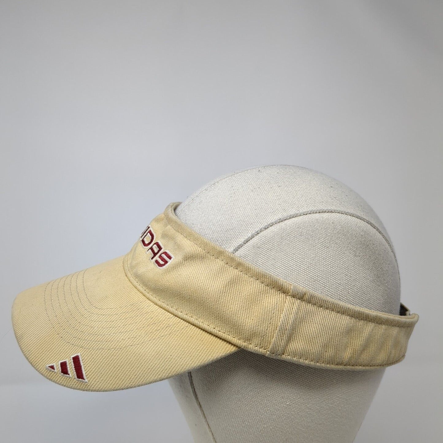 Adidas Strapback Sun Visor Hat Tan One Size Adjustable Embroidered
