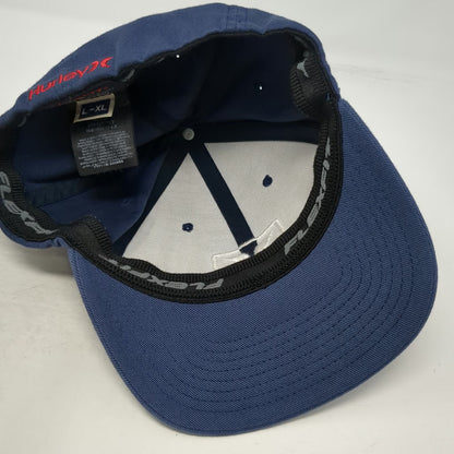 Hurley Baseball Cap Blue XL Fitted Flexfit Stretch Gradient Square Logo Hat